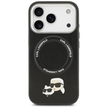 Dėklas MagSafe Karl Lagerfeld Karl & Choupette Smeigtukai, skirtas iPhone 17 Pro Max (juodas)
