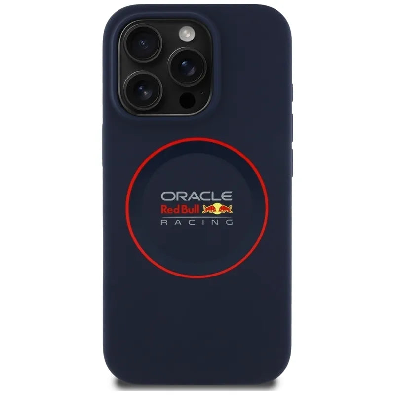 Dėklas Red Bull Silicone Red Ring MagSafe, skirtas iPhone 16 Pro Max (tamsiai mėlynas)
