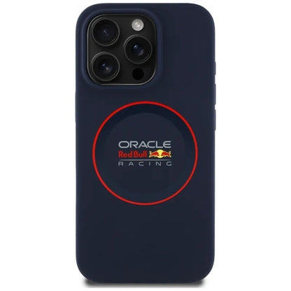 Dėklas Red Bull Silicone Red Ring MagSafe, skirtas iPhone 16 Pro Max (tamsiai mėlynas)