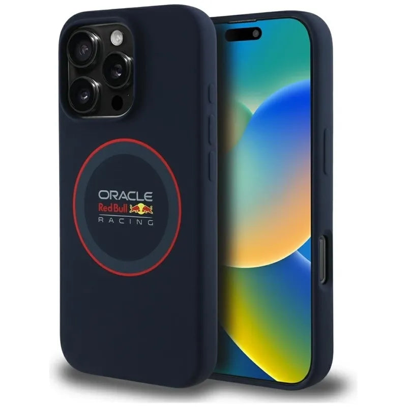 Dėklas Red Bull Silicone Red Ring MagSafe, skirtas iPhone 16 Pro Max (tamsiai mėlynas)