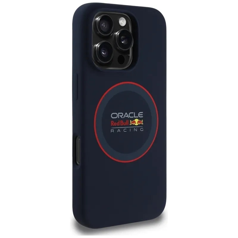 Dėklas Red Bull Silicone Red Ring MagSafe, skirtas iPhone 16 Pro Max (tamsiai mėlynas)