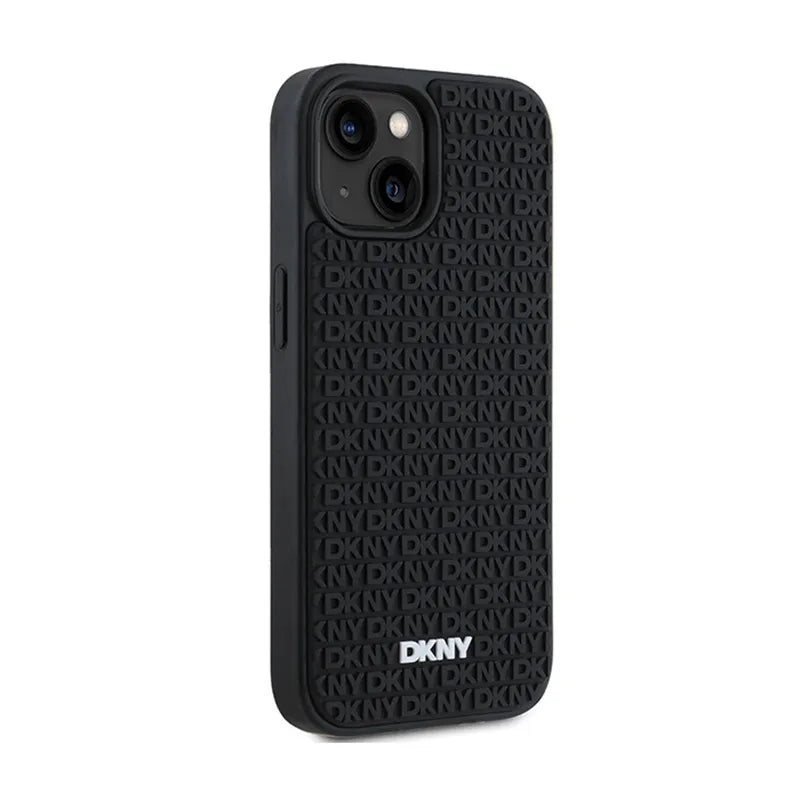 DKNY 3D guminio kartotinio rašto dėklas, skirtas „iPhone 15“ / 14 / 13 (juodas)