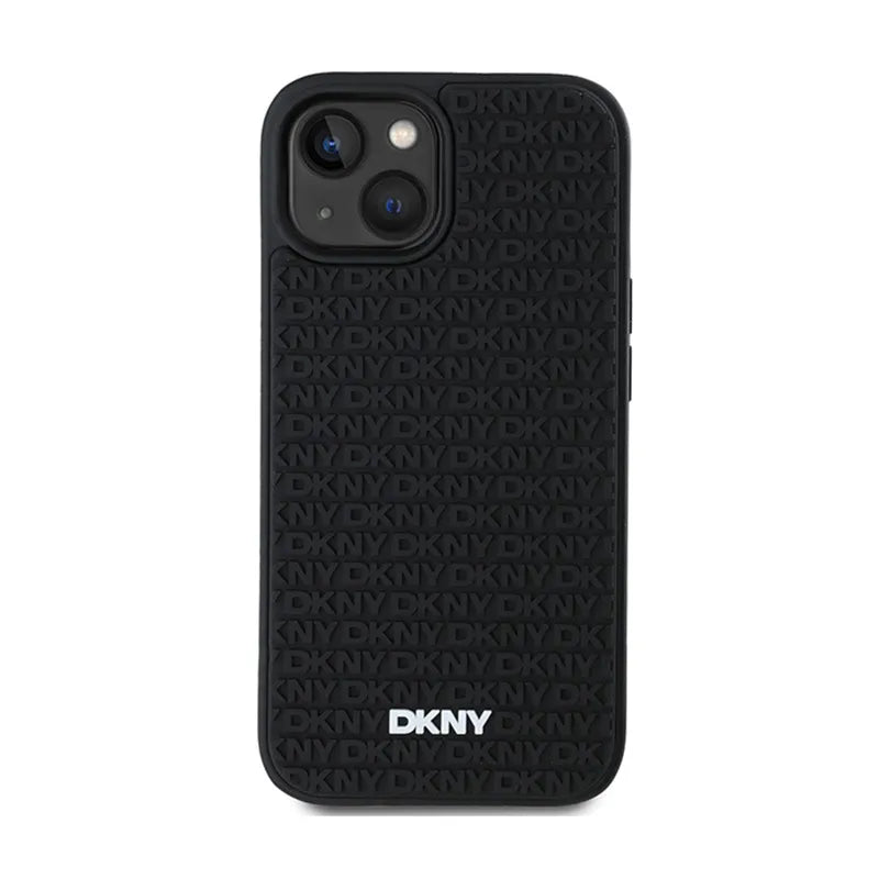 DKNY 3D Guminis Pasikartojantis Raštas - Dėklas iPhone 15 Plus (Juodas)