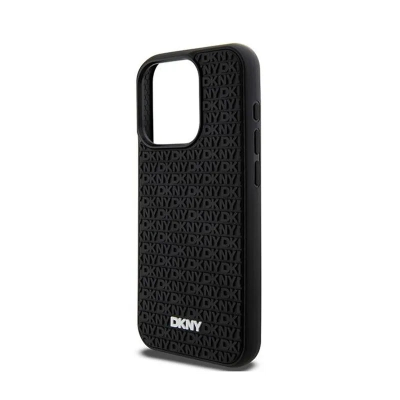 DKNY 3D guminis pasikartojantis raštas – dėklas skirtas iPhone 15 Pro (juodas)