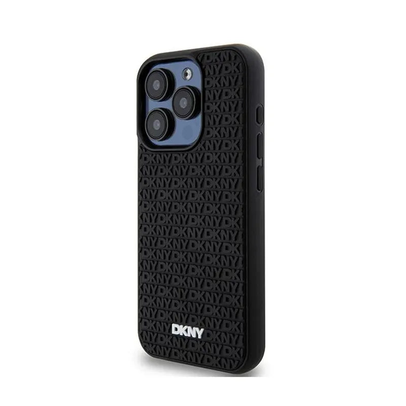 DKNY 3D guminis pasikartojantis raštas – dėklas skirtas iPhone 15 Pro (juodas)
