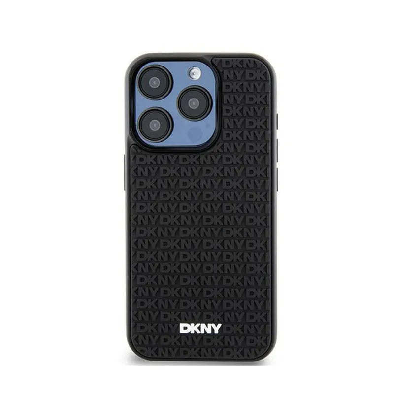 DKNY 3D guminis pasikartojantis raštas – dėklas skirtas iPhone 15 Pro (juodas)