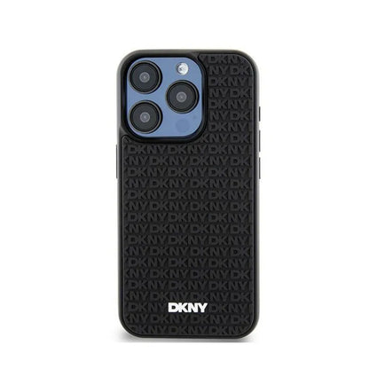 DKNY 3D guminis pasikartojantis raštas – dėklas skirtas iPhone 15 Pro (juodas)