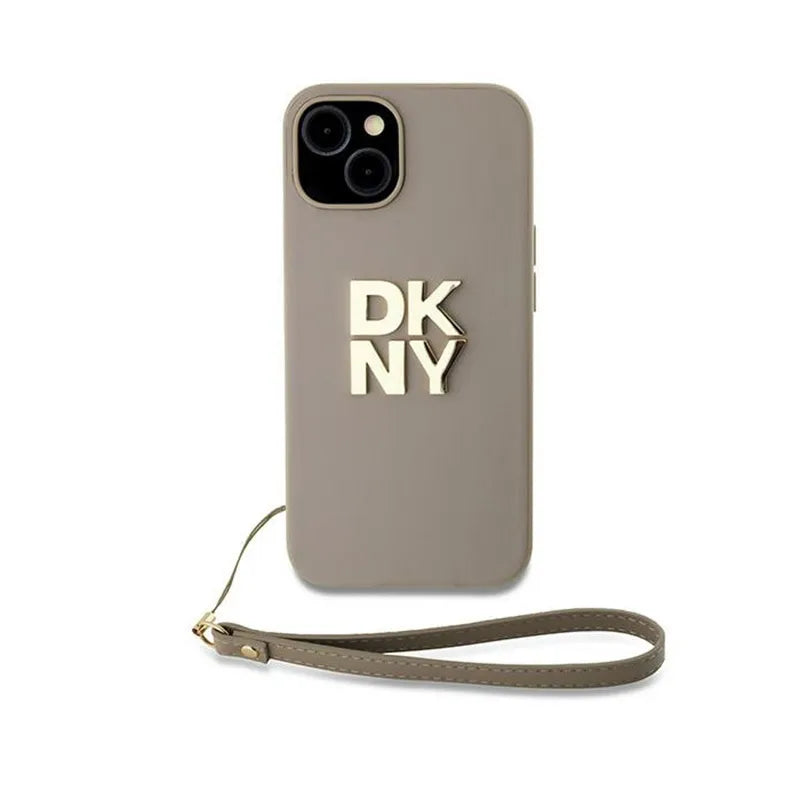 DKNY apyrankės dirželis su logotipu – dėklas, skirtas „iPhone 15“, „14“ ir „13“ (smėlio spalvos)