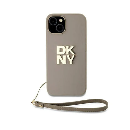 DKNY apyrankės dirželis su logotipu – dėklas, skirtas „iPhone 15“, „14“ ir „13“ (smėlio spalvos)