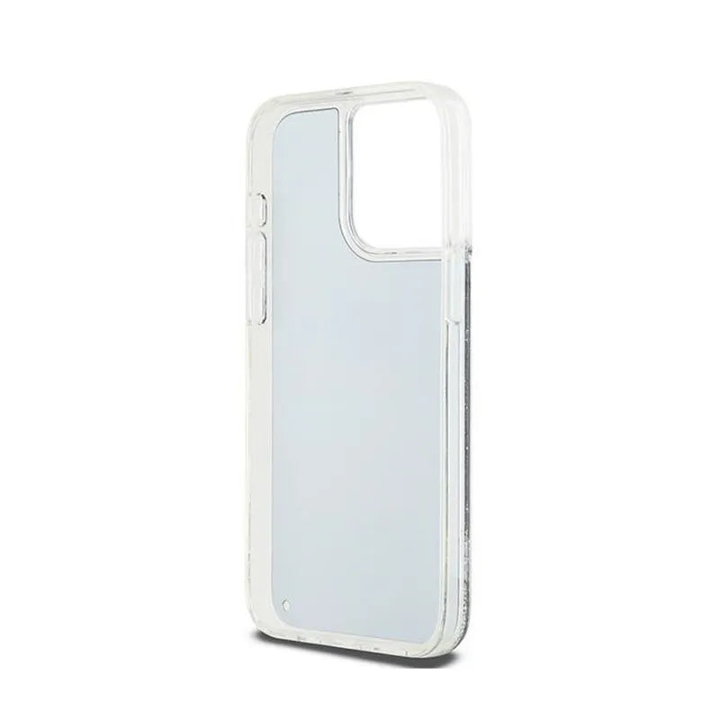 DKNY Dėklas su skystais blizgučiais ir dideliu logotipu, skirtas iPhone 15 Pro Max (juodas)