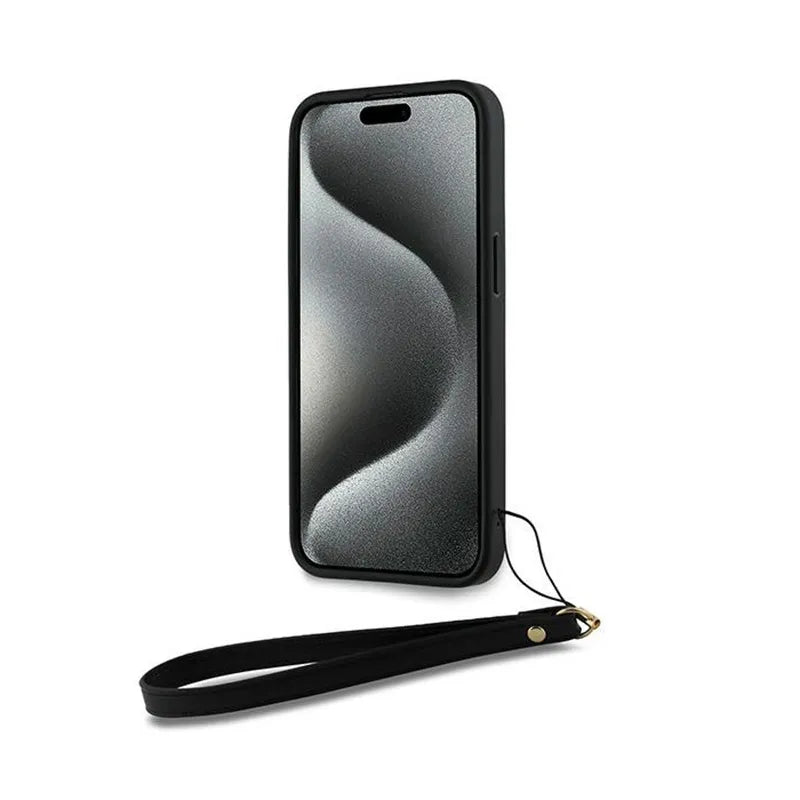 DKNY dirželis riešui su logotipu - dėklas iPhone 15 Pro Max (juodas)