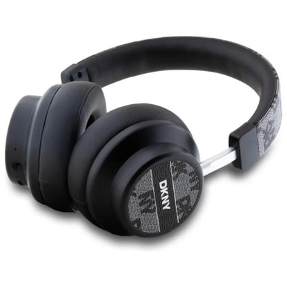 DKNY languota raštas - belaidės ant ausų dedamos „Bluetooth“ ausinės V5.3 (juodos)