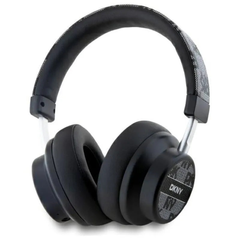 DKNY languota raštas - belaidės ant ausų dedamos „Bluetooth“ ausinės V5.3 (juodos)