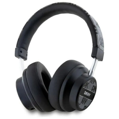 DKNY languota raštas - belaidės ant ausų dedamos „Bluetooth“ ausinės V5.3 (juodos)