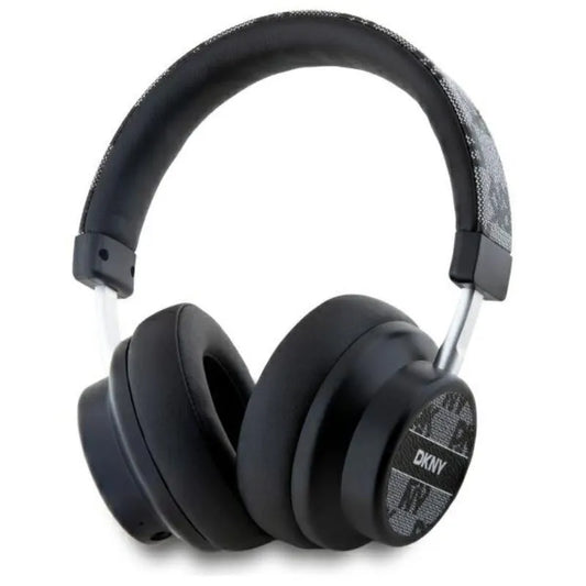 DKNY languota raštas - belaidės ant ausų dedamos „Bluetooth“ ausinės V5.3 (juodos)