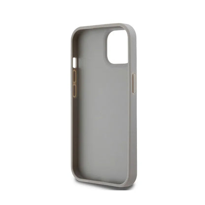 DKNY Leather Mono Stripe & Metal Logo – iPhone 15 Plus / 14 Plus dėklas (smėlio spalvos)