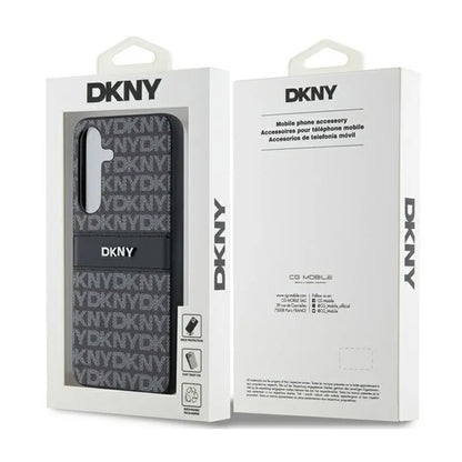DKNY Leather Mono Stripe & Metal Logo - „Samsung Galaxy S24+“ dėklas (juodas)