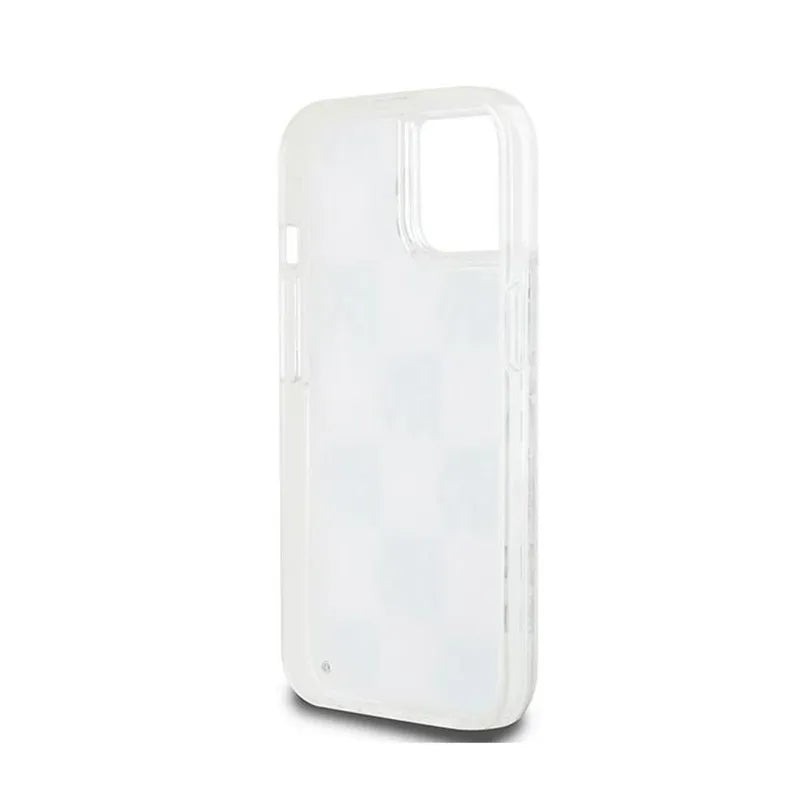 DKNY Liquid Glitter Multilogo – dėklas iPhone 15 / 14 / 13 (baltas)