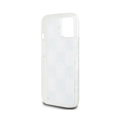 DKNY Liquid Glitter Multilogo – dėklas iPhone 15 / 14 / 13 (baltas)