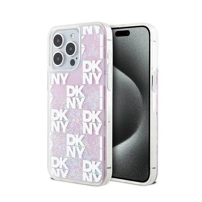 DKNY Liquid Glitter Multilogo – dėklas skirtas „iPhone 15 Pro Max“ (rožinis)