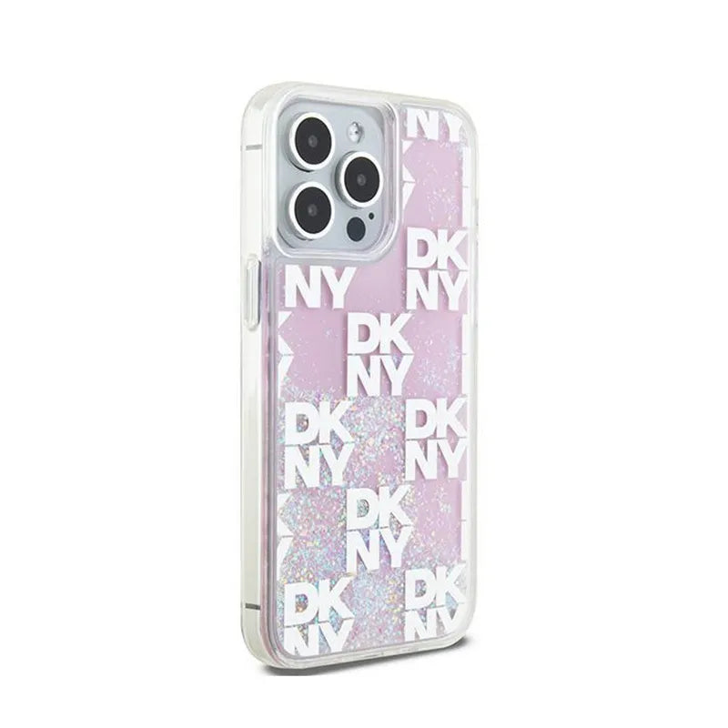 DKNY Liquid Glitter Multilogo – dėklas skirtas „iPhone 15 Pro Max“ (rožinis)