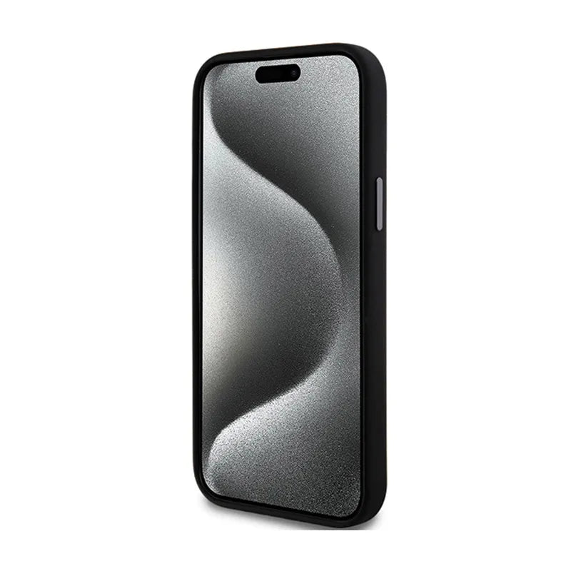 DKNY Liquid Silicone Metal Logo - dėklas iPhone 15 / 14 / 13 (juodas)