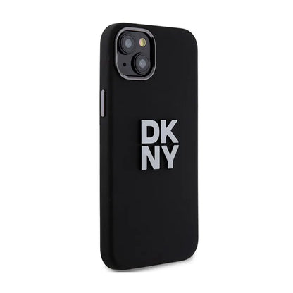 DKNY Liquid Silicone Metal Logo - dėklas iPhone 15 / 14 / 13 (juodas)