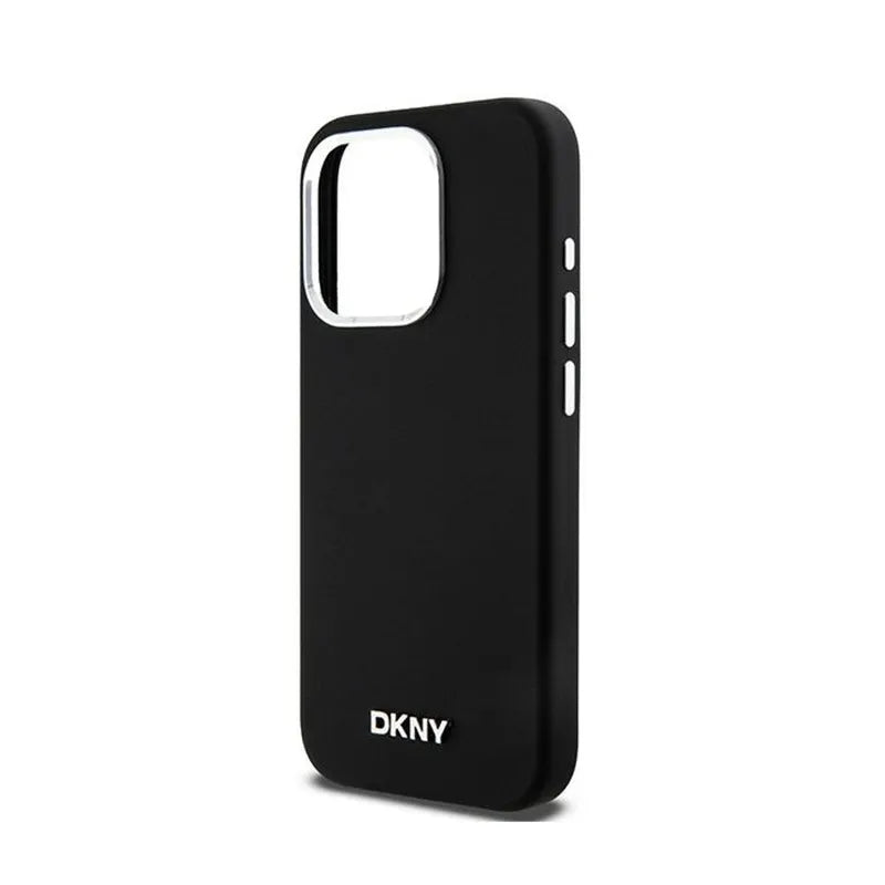 DKNY Liquid Silicone Small Metal Logo MagSafe – dėklas iPhone 14 Pro (juodas)