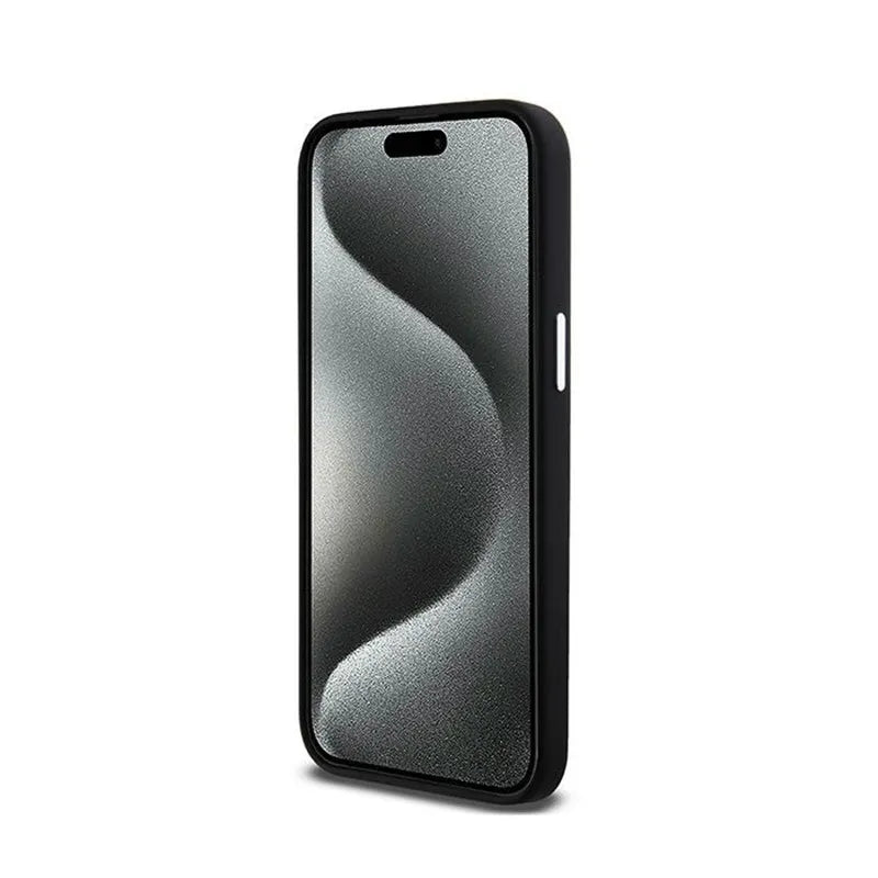 DKNY Liquid Silicone Small Metal Logo MagSafe – dėklas iPhone 15 Pro Max (juodas)