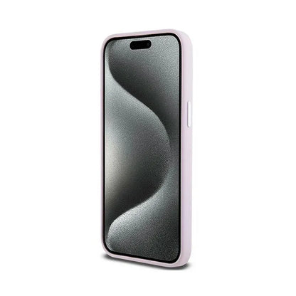 DKNY Liquid Silicone Small Metal Logo MagSafe – dėklas, skirtas iPhone 14 Pro Max (rožinis)