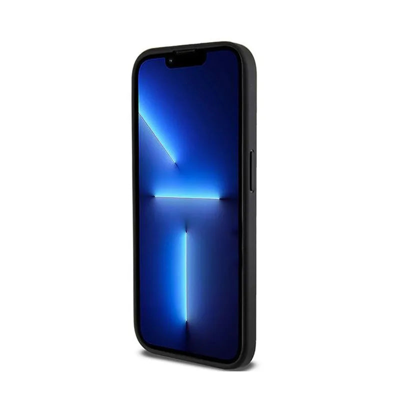 DKNY odinė languota „Mono Pattern MagSafe“ dėklas, skirtas „iPhone 15 Pro Max“ (juodas)