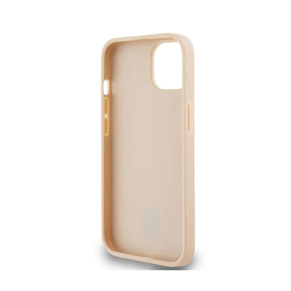 DKNY Odinė languota vienspalvė ir spausdinta juostelė – dėklas iPhone 14 / 15 / 13 (rožinis)