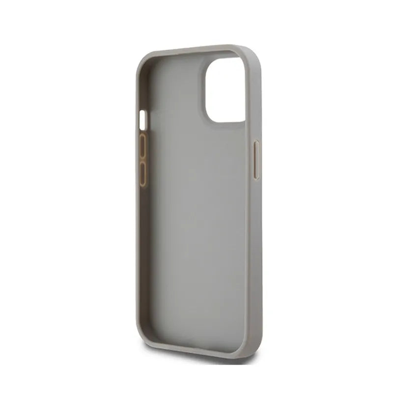 DKNY odinis dėklas „Mono Stripe & Metal Logo“ – skirtas „iPhone 15“ / „14“ / „13“ (smėlio spalvos)