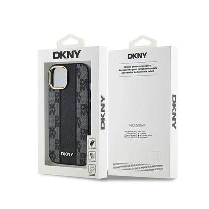 DKNY Odinis Dėklas su MagSafe, languotu vienspalviu raštu, skirtas iPhone 15 Plus / 14 Plus (Juodas)