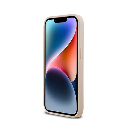 DKNY Odinis languotas vienspalvis raštas ir raštuotos juostelės – iPhone 14 Pro dėklas (rožinis)