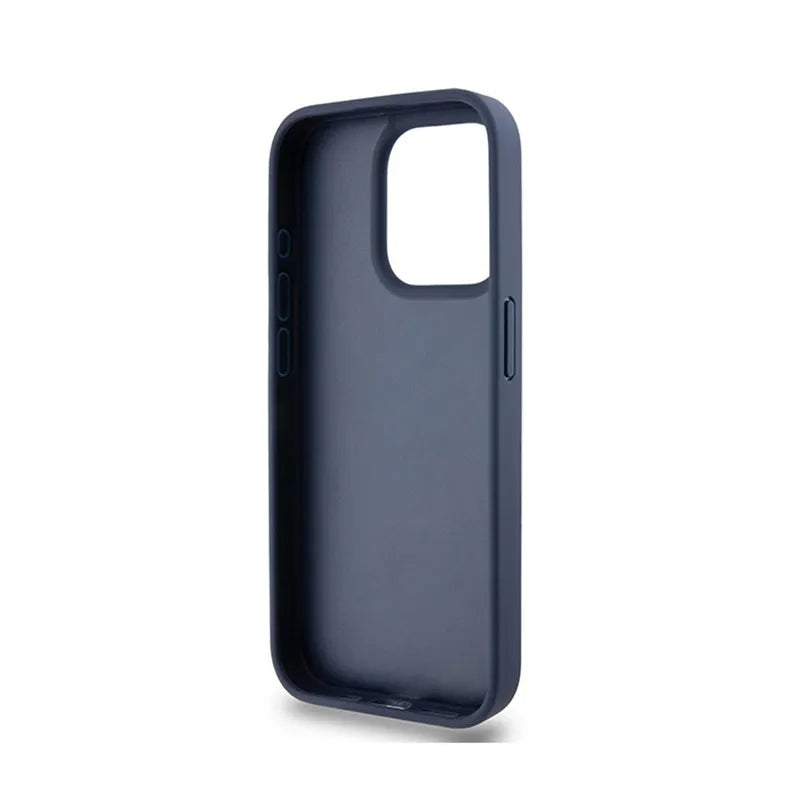 DKNY Odinis mono juostelės ir metalo logotipas - dėklas, skirtas iPhone 15 Pro (mėlynas)