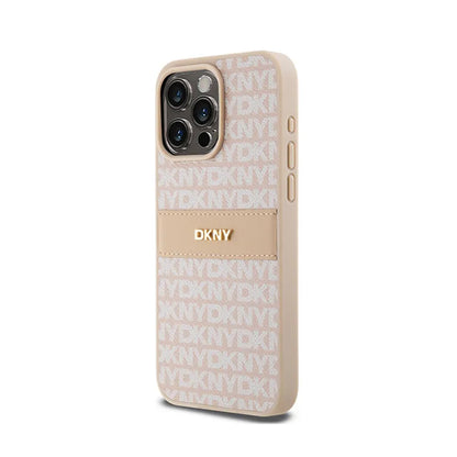 DKNY odinis „Mono Stripe & Metal Logo“ dėklas „iPhone 15 Pro Max“ (rožinis)