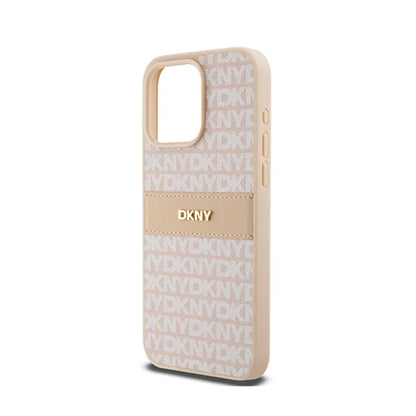 DKNY odinis „Mono Stripe & Metal Logo“ dėklas „iPhone 15 Pro Max“ (rožinis)