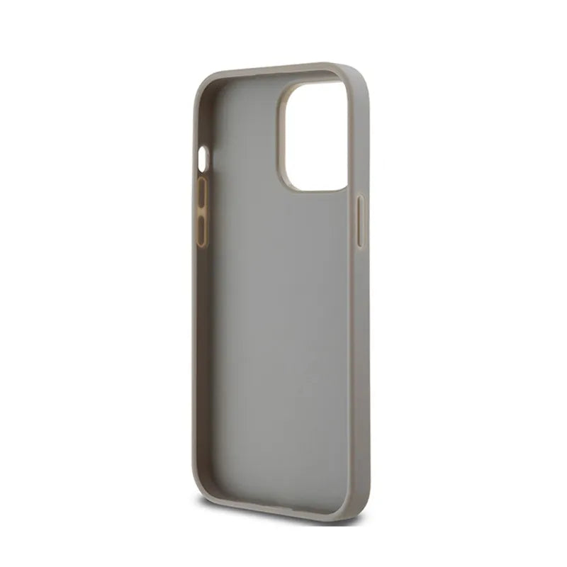 DKNY Odinis Vienguba Juostelė ir Metalinis Logotipas - iPhone 14 Pro Dėklas (smėlio spalvos)
