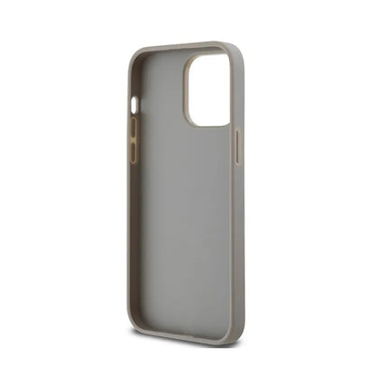 DKNY Odinis Vienguba Juostelė ir Metalinis Logotipas - iPhone 14 Pro Dėklas (smėlio spalvos)