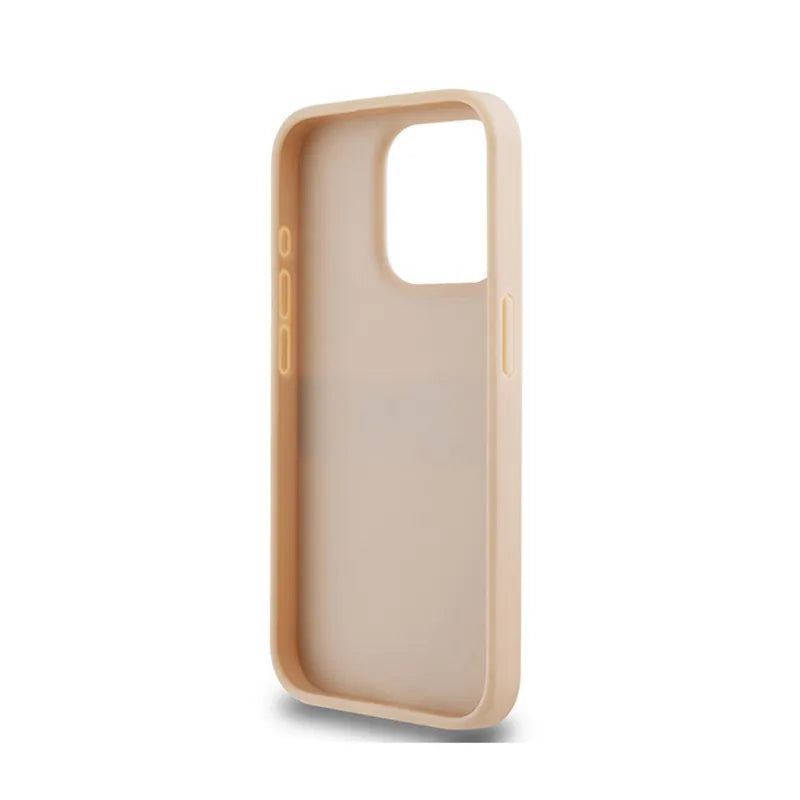 DKNY odos dėklas su vienspalve juostele ir metaliniu logotipu – iPhone 15 Pro (rožinis)
