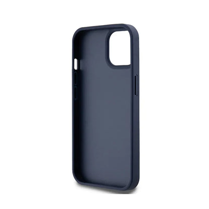 DKNY odos dėklas su vienspalve juostele ir metaliniu logotipu – skirtas iPhone 15 / 14 / 13 (mėlynas)