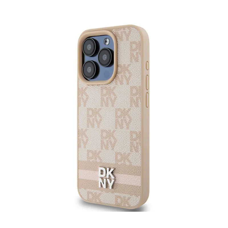 DKNY Odos languotas monochrominis raštas ir spausdintos juostos – dėklas iPhone 15 Pro Max (rožinis)