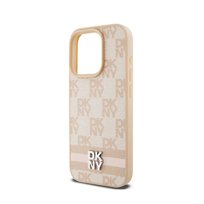 DKNY Odos languotas monochrominis raštas ir spausdintos juostos – dėklas iPhone 15 Pro Max (rožinis)