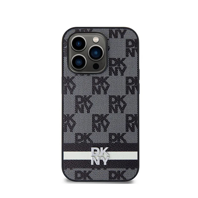 DKNY odos languotas vienspalvis raštas ir spausdintos juostelės – „iPhone 14 Pro“ dėklas (juodas)