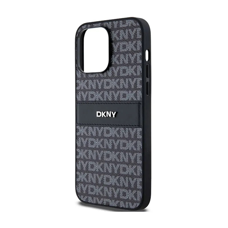 DKNY odos mono juostelės ir metalo logotipas – „iPhone 14 Pro Max“ dėklas (juodas)