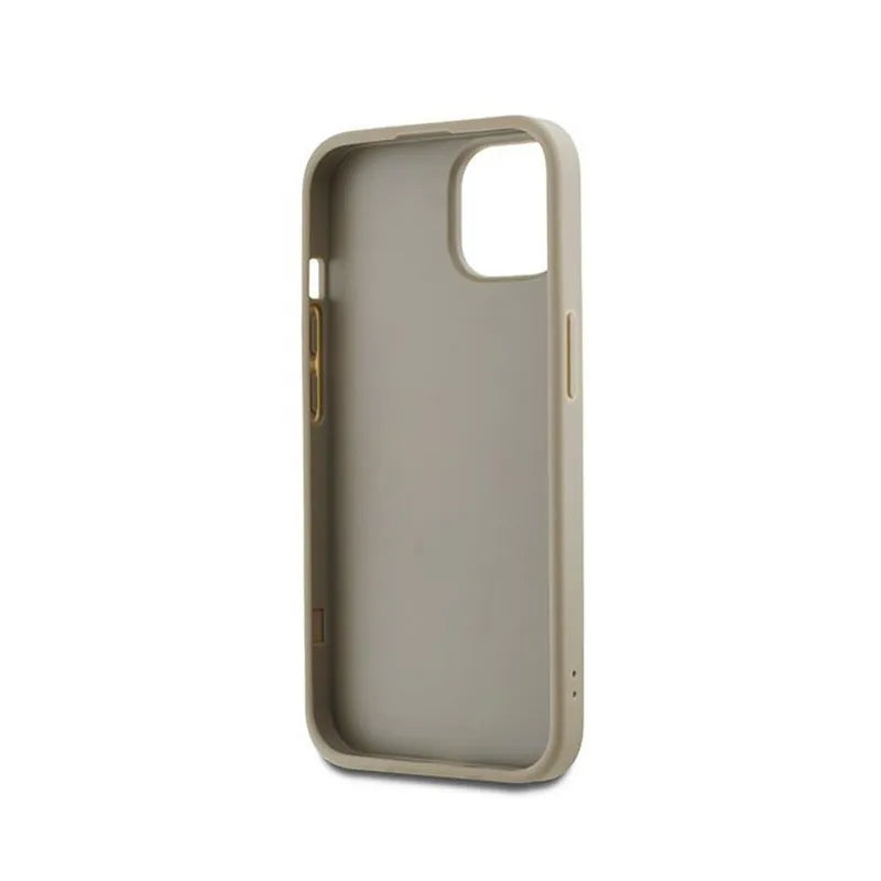 DKNY riešo dirželio logotipas - dėklas iPhone 15 Plus (smėlio spalvos)