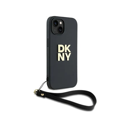 DKNY riešo dirželis su logotipu - dėklas iPhone 15 / 14 / 13 (juodas)