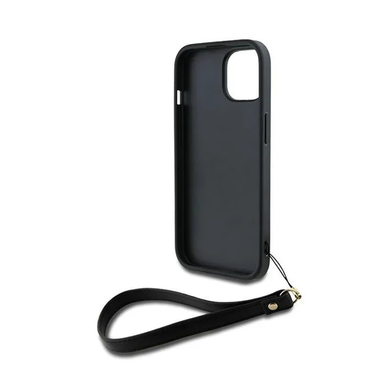 DKNY riešo dirželis su logotipu - dėklas iPhone 15 / 14 / 13 (juodas)