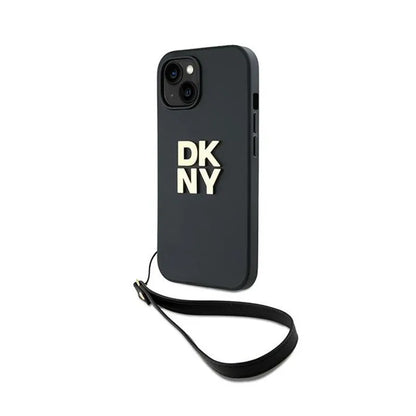 DKNY riešo dirželis su logotipu - dėklas iPhone 15 / 14 / 13 (juodas)